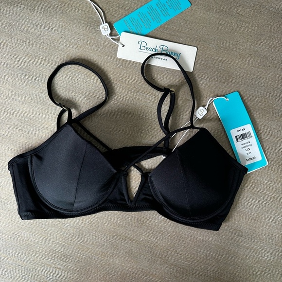 Beach Bunny Dylan Black underwire bikini top large nwt - Picture 1 of 6